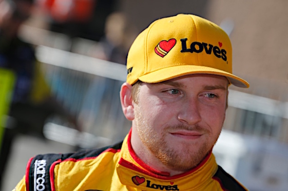 Bad fog meant good news for Chris Buescher as the Sprint Cup rookie won Monday's rain-delayed race at Pocono Raceway