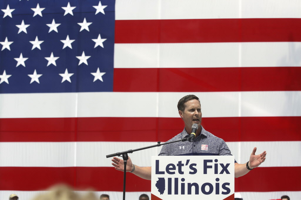 U.S. Rep. Rodney Davis participates in a Republican rally during Governors Day at the Illinois State Fair Wednesday Aug. 17 2016 in Springfield Ill