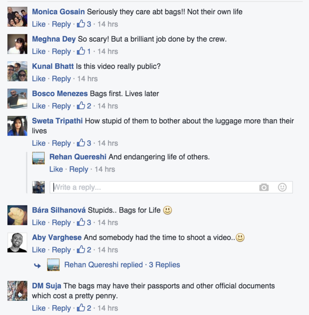 Rehan Quereshi
Facebook commenters on Quereshi's video expressed disbelief at how passengers reacted to the incident