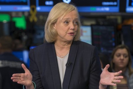 Meg Whitman Chief Executive Officer of Hewlett Packard gives an interview to CNBC on the floor of the New York Stock Exchange