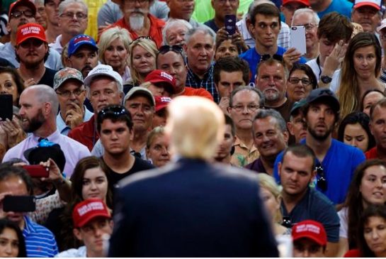 Republican presidential candidate Donald Trump speaks during a campaign town hall at Ocean Center Wednesday Aug. 3 2016 in Daytona Beach Fla