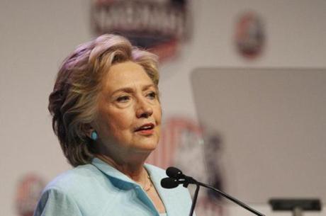 Democratic presidential candidate Hillary Clinton addresses the 2016 National Association of Black Journalists and National Association of Hispanic Journalists joint convention Friday Aug. 5 2016 in Washington