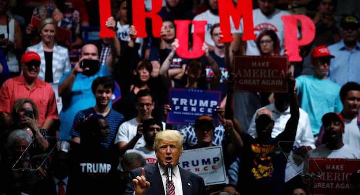 Republican presidential nominee Donald Trump attends a campaign event at the Iowa Events Center in Des Moines Iowa Aug. 5 2016