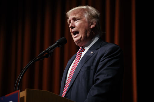 Republican presidential candidate Donald Trump speaks during a campaign rally at Briar Woods High School Tuesday Aug. 2 2016 in Ashburn Va