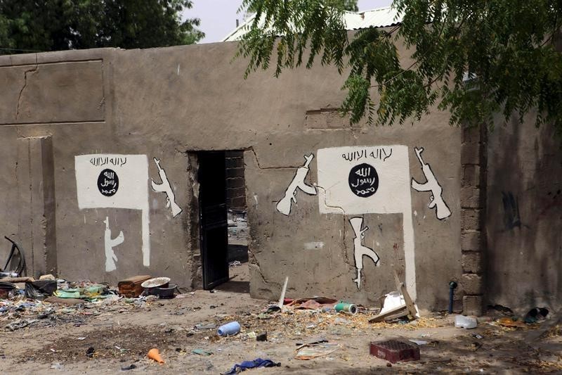 ReutersA wall painted by Boko Haram