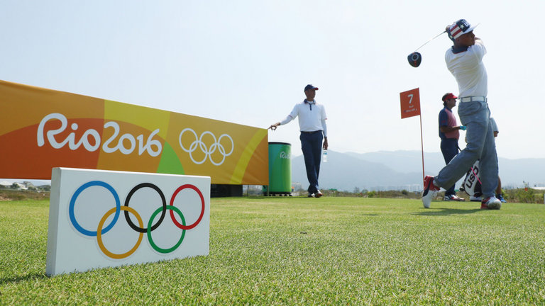 Rickie Fowler practicing ahead of the Rio Olympics