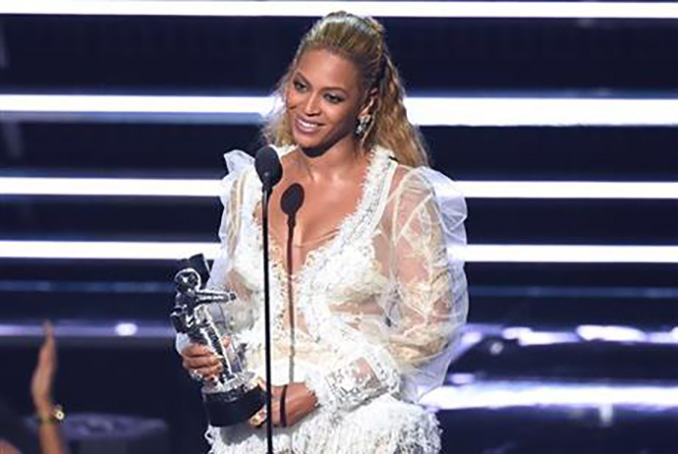 Beyonce accepts the award for Video of the Year for “Lemonade” at the MTV Video Music Awards at Madison Square Garden on Sunday Aug. 28 2016 in New York