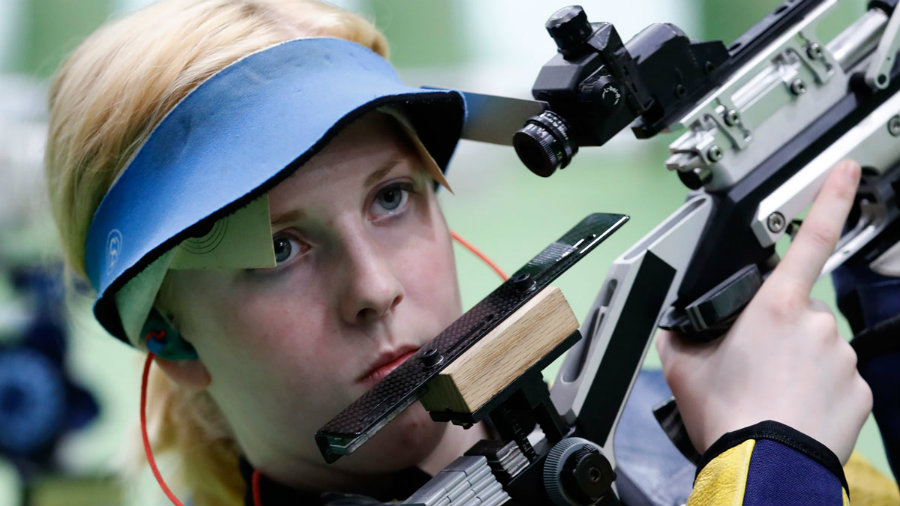 Ginny Trasher winner of the first gold medal at the Rio Olympics started shooting rifle five years ago marking the beginning of a shooter career that had its highest point today when she won over two Chinese shooters in the Women's Air Rifle category. P