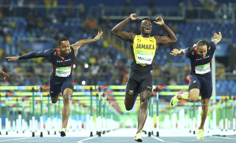 2016 Rio Olympics Athletes at Men's 110m Hurdles Final in Olympic Stadium of Rio de Janeiro Brazil on Tuesday