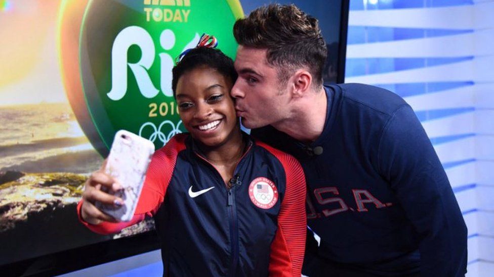 Simone Biles and Zac Efron