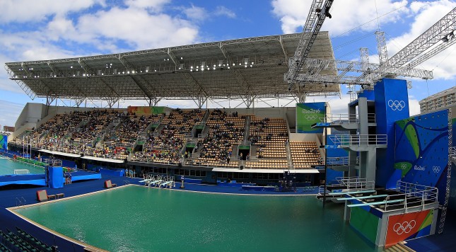 RIO DE JANEIRO BRAZIL- AUGUST 11 A general view of the diving pool during Day 6 of the 2016 Rio Olympics at Maria Lenk Aquatics Centre