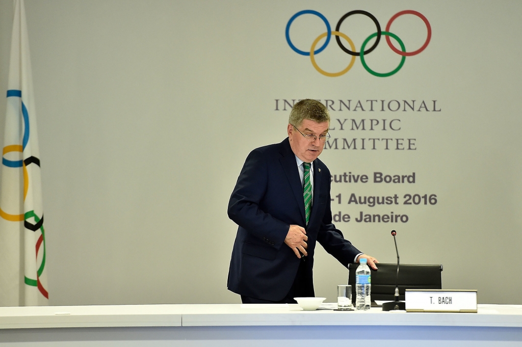 International Olympic Committee President Thomas Bach arrives for the IOC Executive Board Meeting ahead of the 2016 Summer Olympics