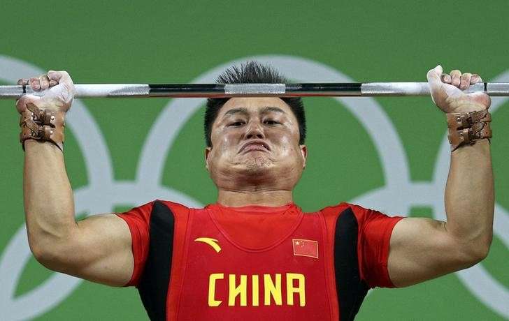 2016 Rio Olympics Weightlifting- Final- Men's 105kg- Riocentro- Pavilion 2- Rio de Janeiro Brazil- 15/08/2016. Yang Zhe of China competes. REUTERS  Stoyan Nenov