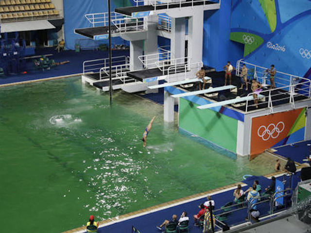 Olympics-Green pools caused by hydrogen peroxide dump-Rio organisers