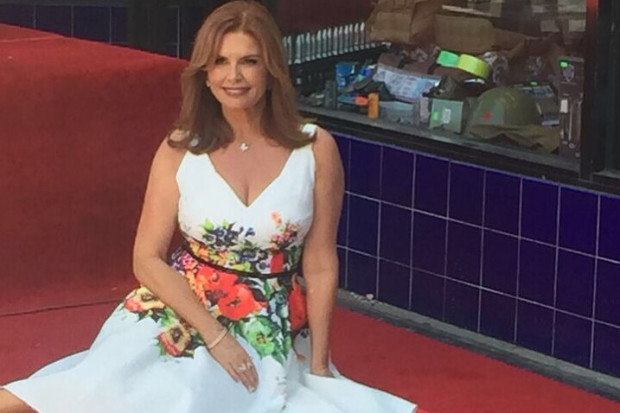 Roma Downey with her star on Hollywood Boulevard