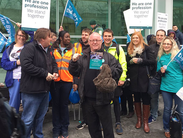 Ronnie Draper on a junior doctors picket line