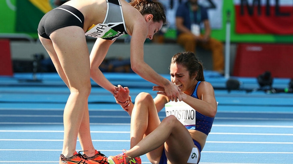 Runner’s fall gives us the most uplifting moment of the Olympics