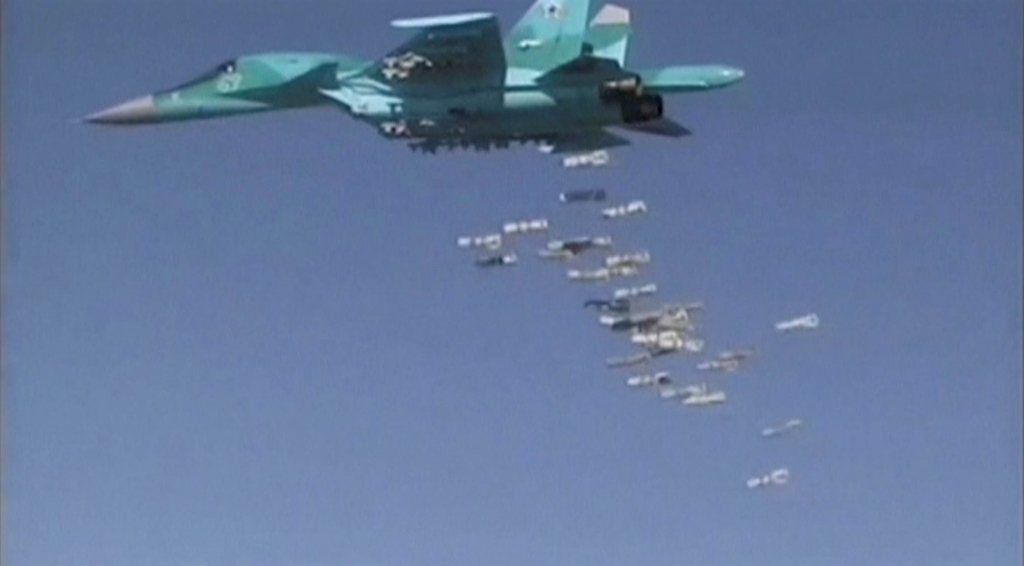 Image A Russian jet carries out an airstrike over Syria