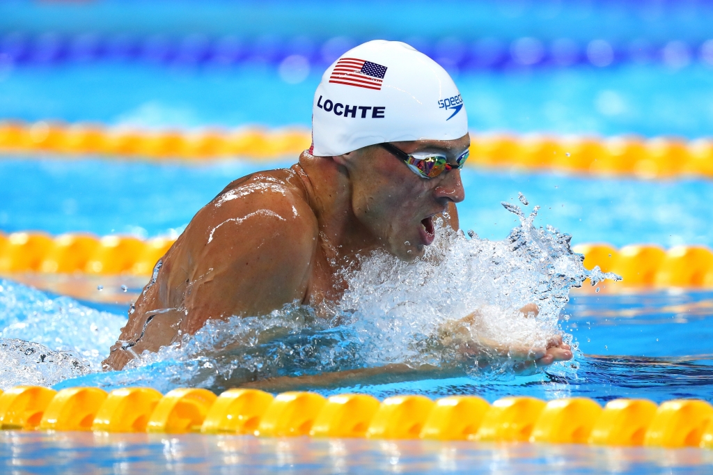 RIO DE JANEIRO BRAZIL- AUGUST 10 Ryan Lochte of the United States in the Men's 200m Individual Medley heat on Day 5 of the Rio 2016 Olympic Games at the Olympic Aquatics Stadium