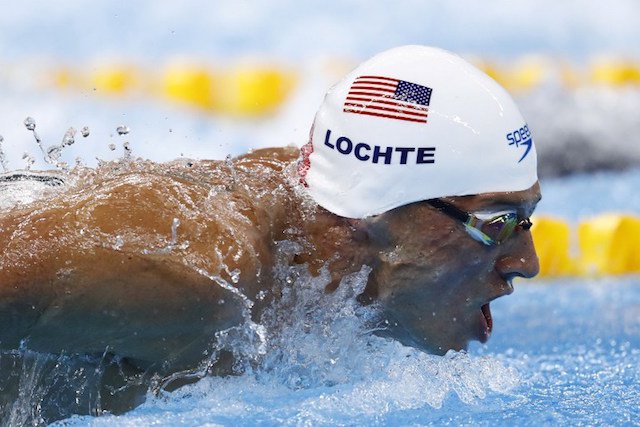 USA's Ryan Lochte competes in a Men's 200m Individual Medley heat during the swimming event at the Rio 2016 Olympic Games at the Olympic Aquatics Stadium in Rio de Janeiro