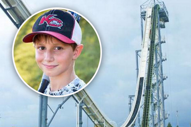 Caleb Schwab and the Verrueckt water slide at the Schlitterbahn Water Park