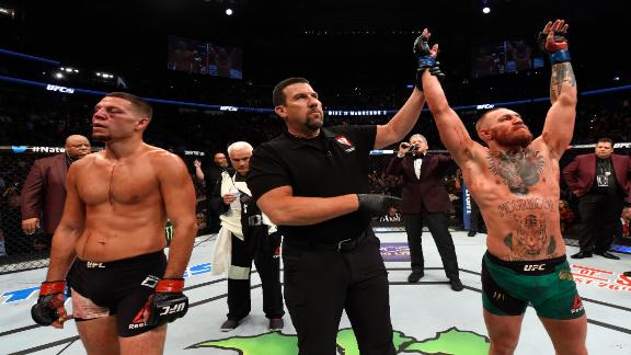 SPORTS		

			Conor Mc Gregor defeats Nate Diaz wants third fight at 155 pounds