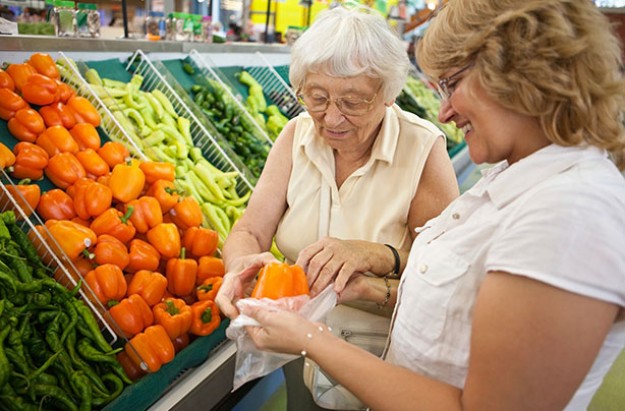 Elderly shopper slow shopping