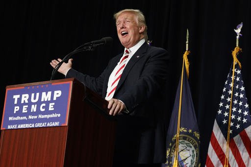 Republican presidential candidate Donald Trump speaks during a campaign rally at Windham High School Saturday Aug. 6 2016 in Windham N.H