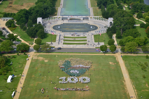 National Park Service shows people on the National Mall in Washington looking toward the World War II Memorial Thursday Aug. 25