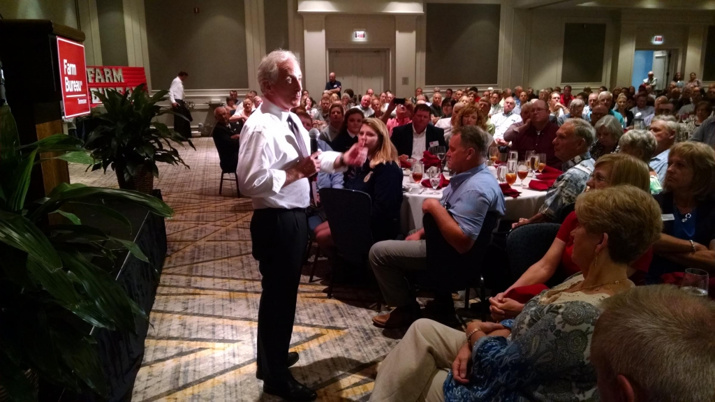 Sen. Bob Corker speaks to attendees of a Farm Bureau conference in Cool Springs