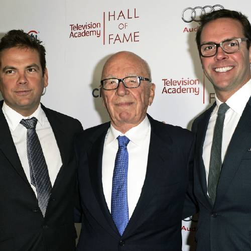 News Corp. Exeuctive Chairman Rupert Murdoch center and his sons Lachlan left and James Murdoch attend the 2014 Television Academy Hall of Fame in Beverly Hills Calif. Roger Ailes&#039 successor