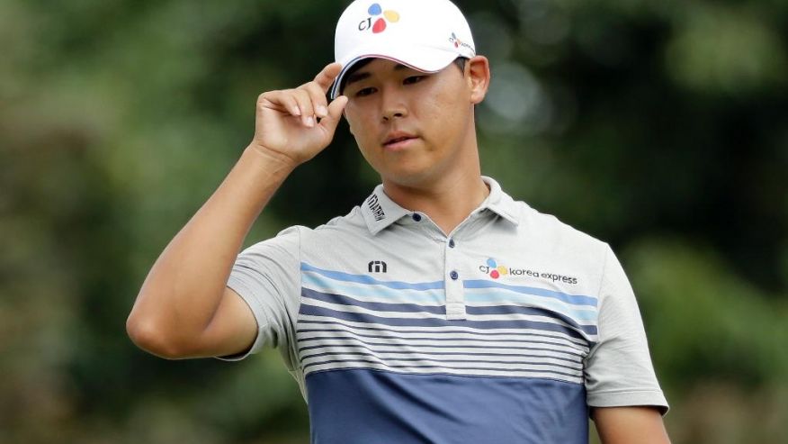 Si Woo Kim acknowledges the on the ninth hole during the second round of the Wyndham Championship golf tournament in Greensboro N.C. Friday Aug. 19 2016