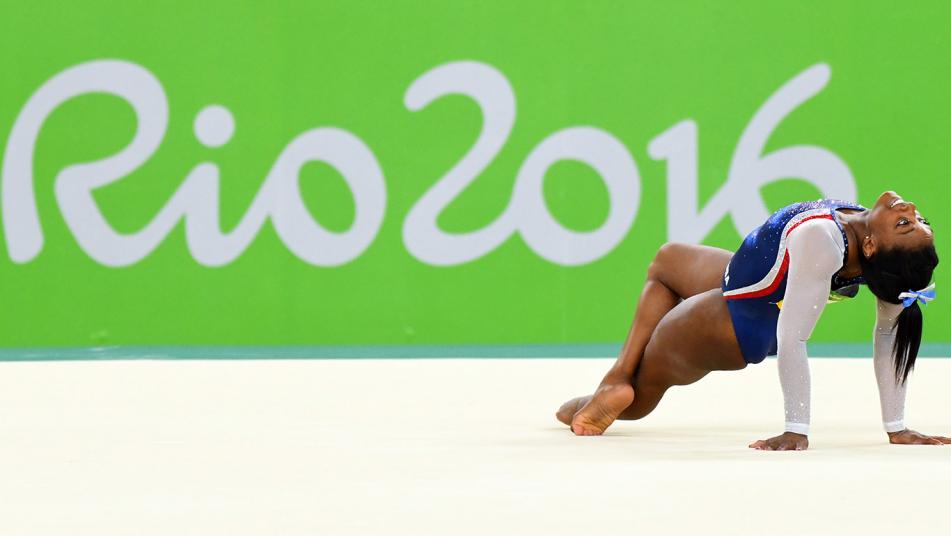 Simone Biles on floor at the 2016 Rio Olympics