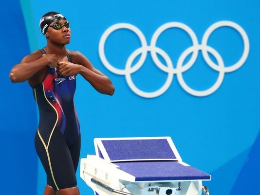 Simone Manuel during the women's 100m freestyle semifinals in the Rio 2016 Summer Games