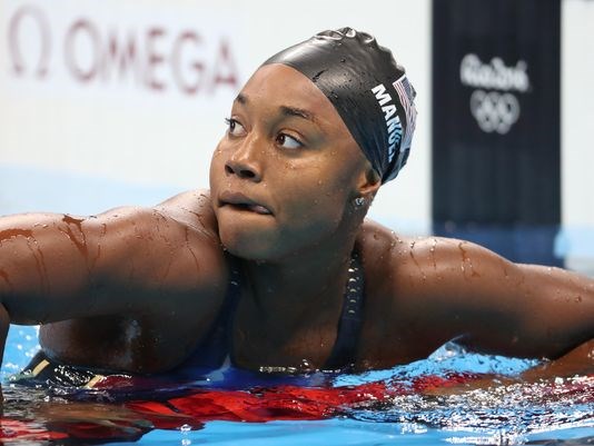 Simone Manuel during the women's 50-meter freestyle semifinal