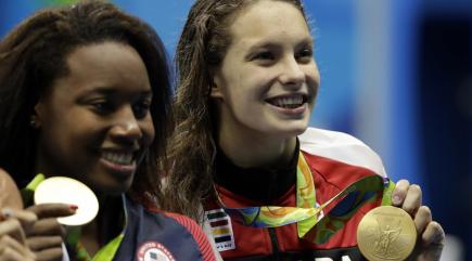 Simone Manuel and Penny Oleksiak 16 share gold in dramatic tie