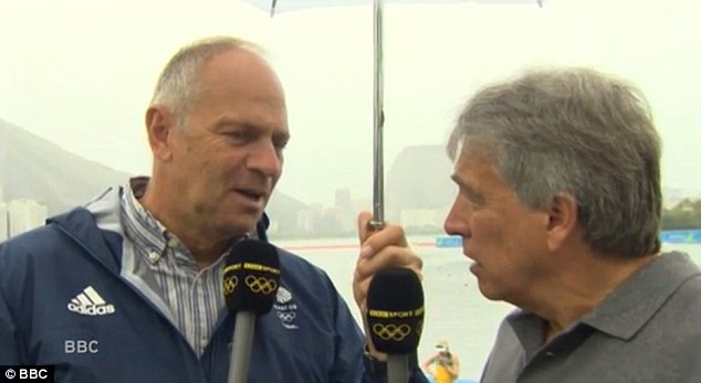 Sir Steve gleefully shook water off his umbrella and onto Inverdale- soaking him live on TV