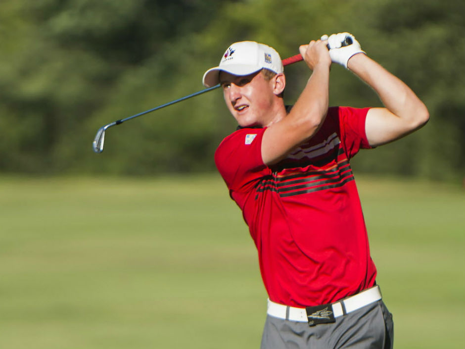 Jared du Toit of Calgary follows the flight of a shot during second-round action at the RBC Canadian Open Friday at Glen Abbey Golf Club in Oakville. Du Toit fired a one-under 71 to sit at 6-under 138 and a stroke back of the lead at the halfway point