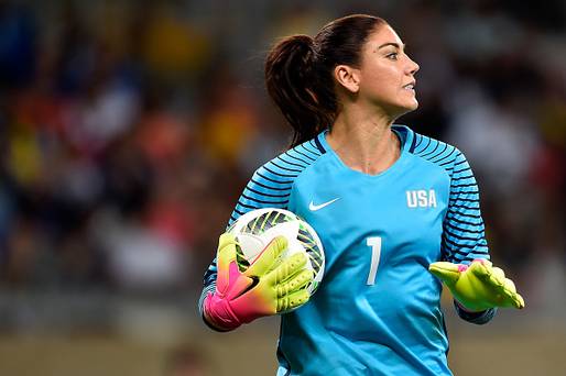 BELO HORIZONTE BRAZIL- AUGUST 03 Hope Solo #1 of United States looks on during the Women's Group G first round match between the United States and New Zealand during the Rio 2016 Olympic Games at Mineirao Stadium