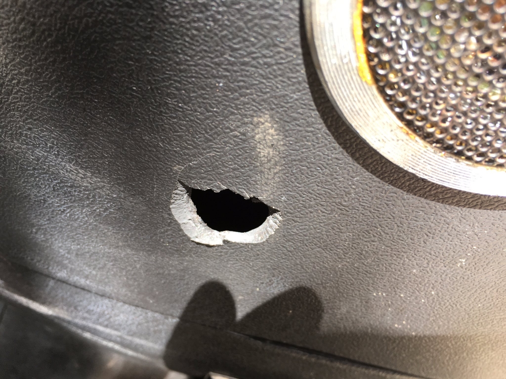 A bullet hole in Jones moped