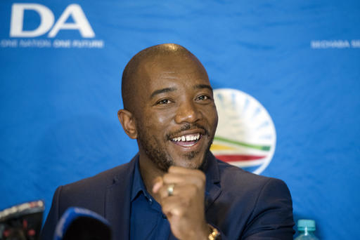 Leader of the official opposition Democratic Alliance Mmusi Maimane talks to the press at the election results center in Pretoria South Africa Saturday Aug. 6 2016. Since South Africa's first all-race election in 1994 the African National Congress