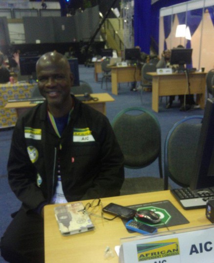 African Independent Congress spokesman Aubrey Mhlongo at the IEC national results operations centre in Pretoria