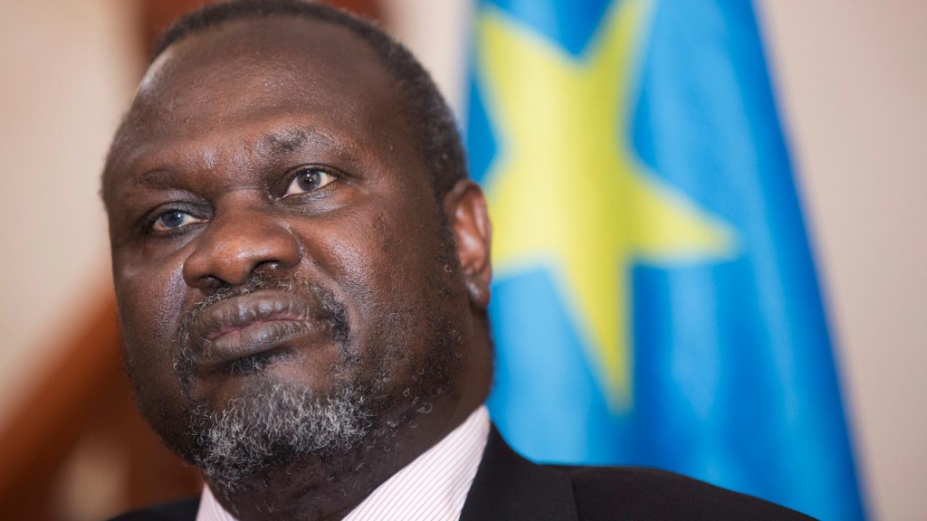 31 2015 shows Riek Machar South Sudanese Rebel Leader looking on during an interview at his residence in Addis Ababa Ethiopia. South Sudan's former rebel leader and ex-vice president Riek Machar has left the cou