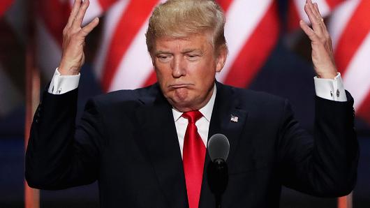 Republican presidential candidate Donald Trump delivers a speech during the evening session on the fourth day of the Republican National Convention