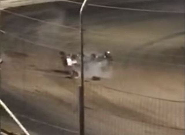 Racing driver fighting for life after car smashes into safety barrier before cartwheeling through air and T-boning competitor