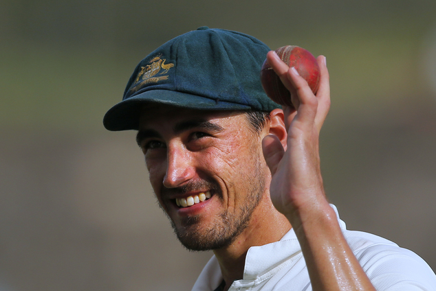 Australia's Mitchell Starc acknowledges the crowd after taking a haul of five Sri Lankan wickets on day one of their second test cricket match in Galle Sri