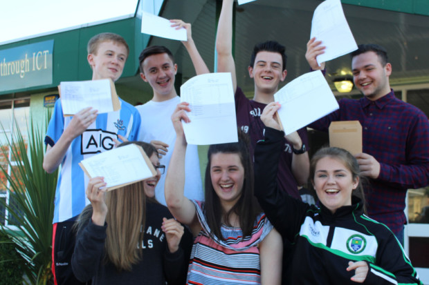 Happy GCSE students at St. Mary's Limavady