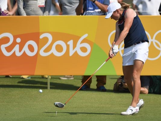 Stacy Lewis tees off at No. 2