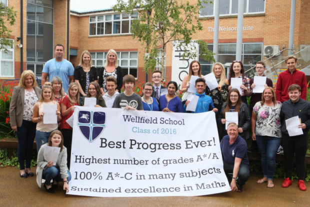 Staff and students at Wellfield School celebrate GCSE results