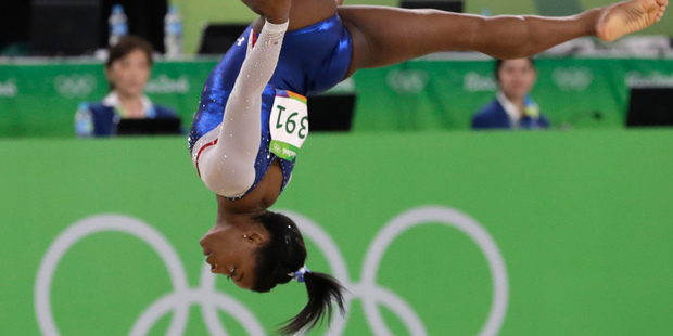 United States Simone Biles performs on the floor during the artistic gymnastics women's individual all-around final at the 2016 Summer Olympics